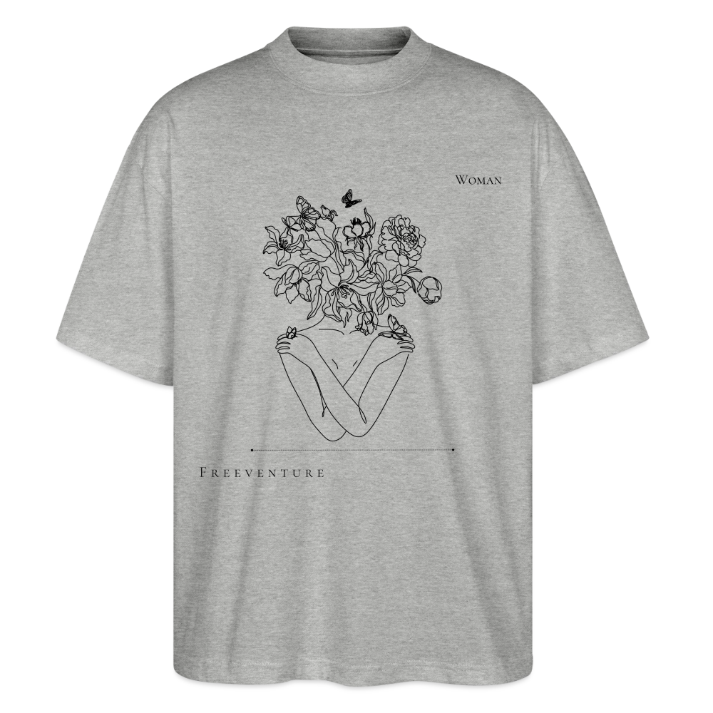 "Woman" Oversized Unisex Bio T-Shirt Blaster 2.0 - Grau meliert
