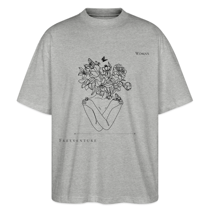 "Woman" Oversized Unisex Bio T-Shirt Blaster 2.0 - Grau meliert