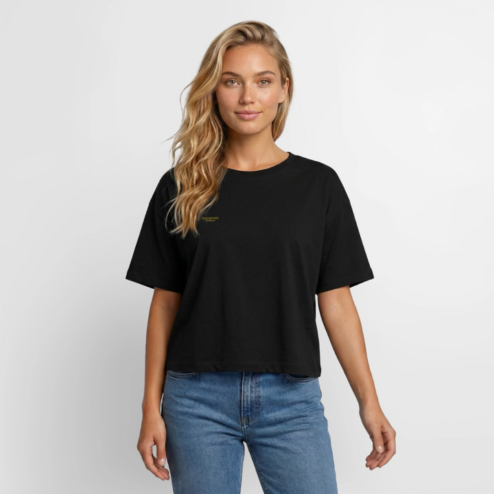 " Eye" Relaxed Fit Modal Cotton T-Shirt - Schwarz
