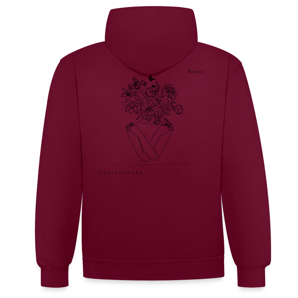 Kontrast-Hoodie – Zwei Farben, ein Look! - Weinrot/Anthrazit