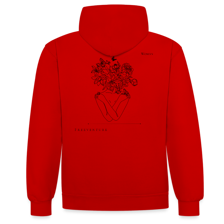 Kontrast-Hoodie – Zwei Farben, ein Look! - Rot/Weiß
