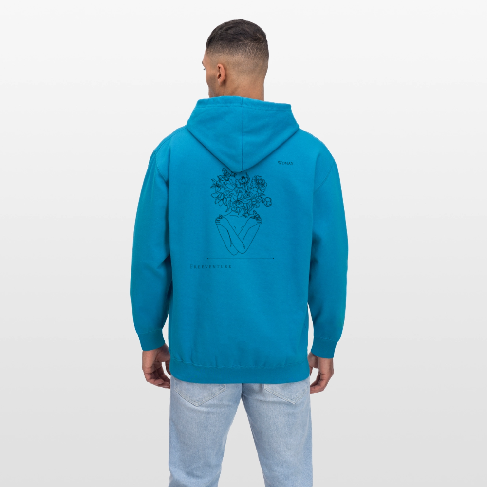 Kontrast-Hoodie – Zwei Farben, ein Look! - Pfauenblau/Grau meliert