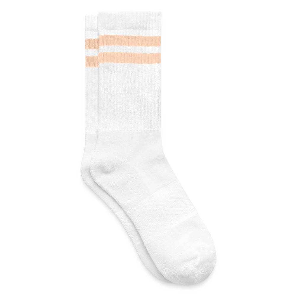 Gestreifte Tennissocken - Weiß/Pfirsich