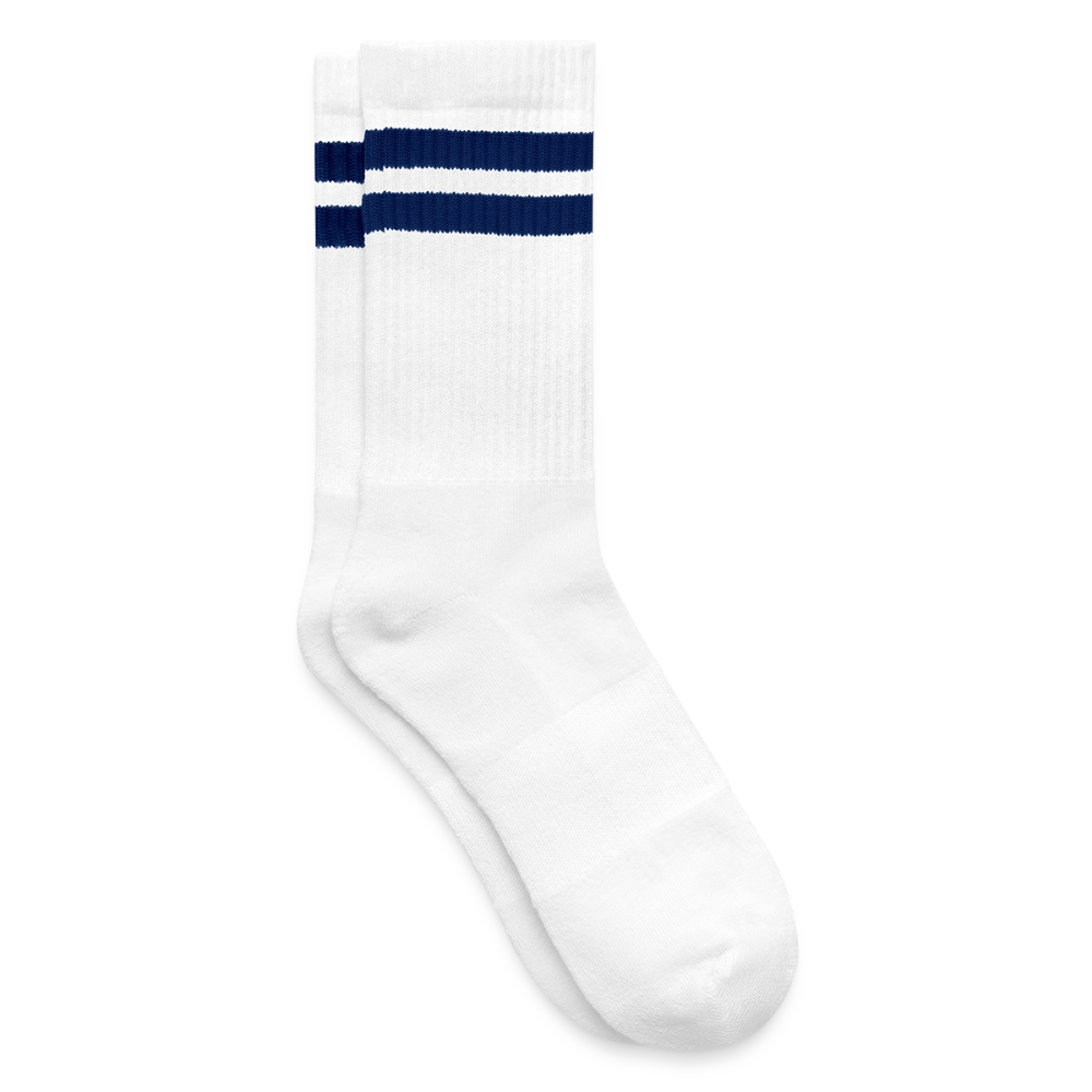 Gestreifte Tennissocken - Weiß/Navy