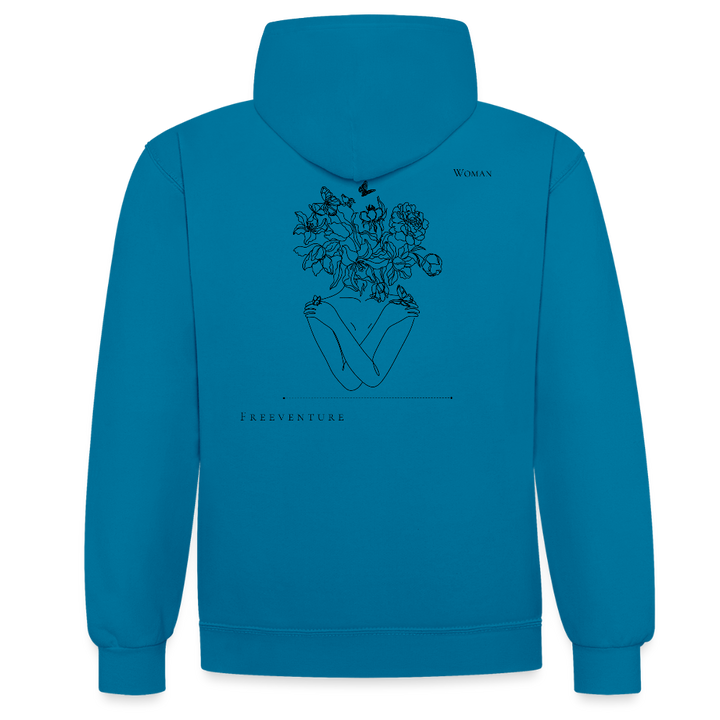 Kontrast-Hoodie – Zwei Farben, ein Look! - Pfauenblau/Grau meliert