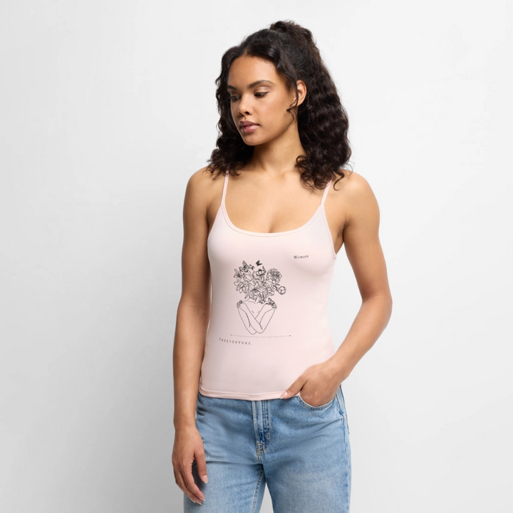 "Woman" Premium Organic Top Spaghettiträgern - Puderrosa