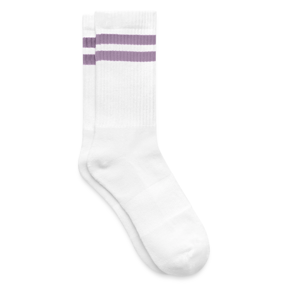 Gestreifte Tennissocken - Weiß/Flieder 