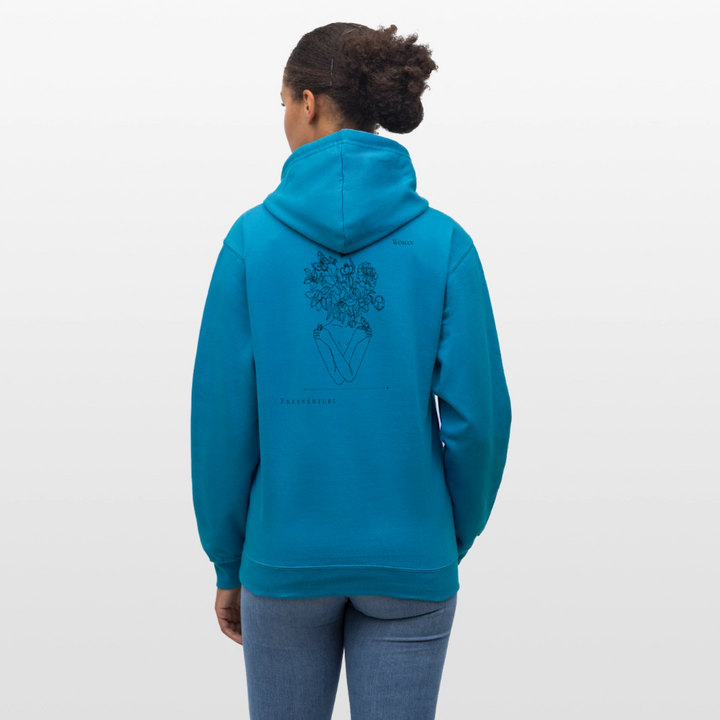Kontrast-Hoodie – Zwei Farben, ein Look! - Pfauenblau/Grau meliert