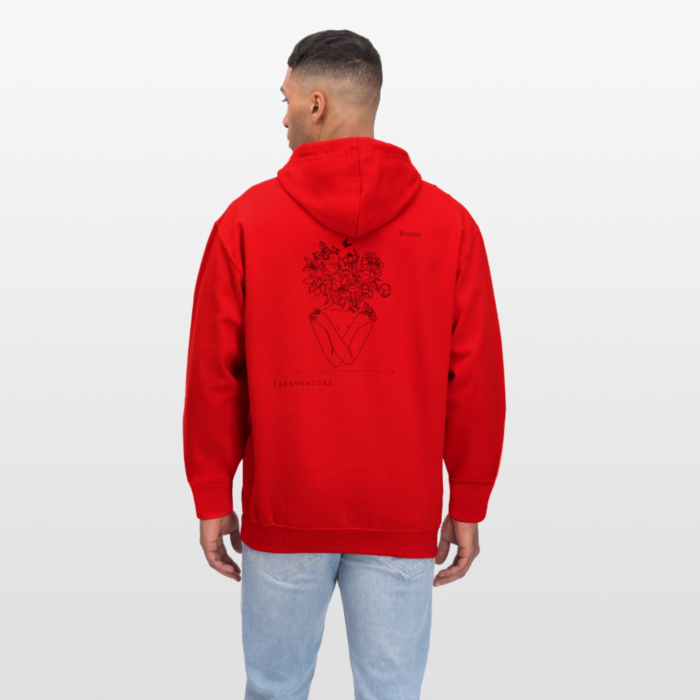 Kontrast-Hoodie – Zwei Farben, ein Look! - Rot/Weiß