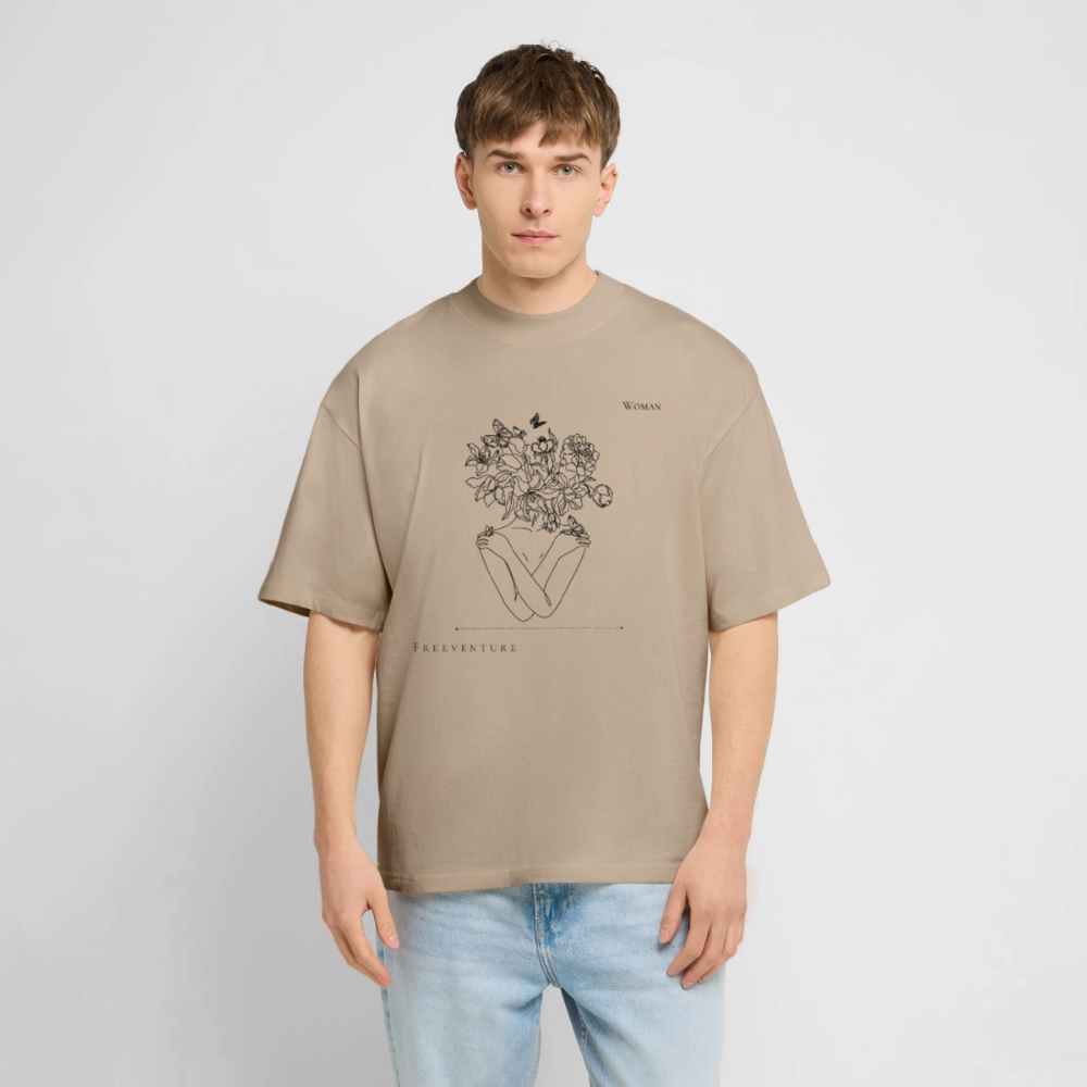 "Woman" Oversized Unisex Bio T-Shirt Blaster 2.0 - Steingrau