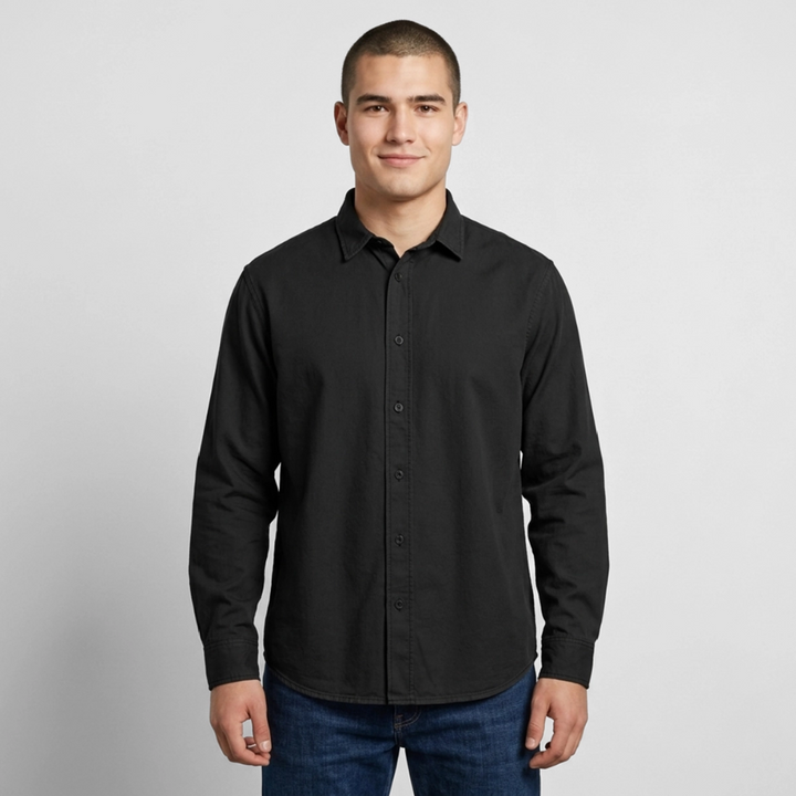 Relaxed Fit Unisex Organic Hemd - washed Black