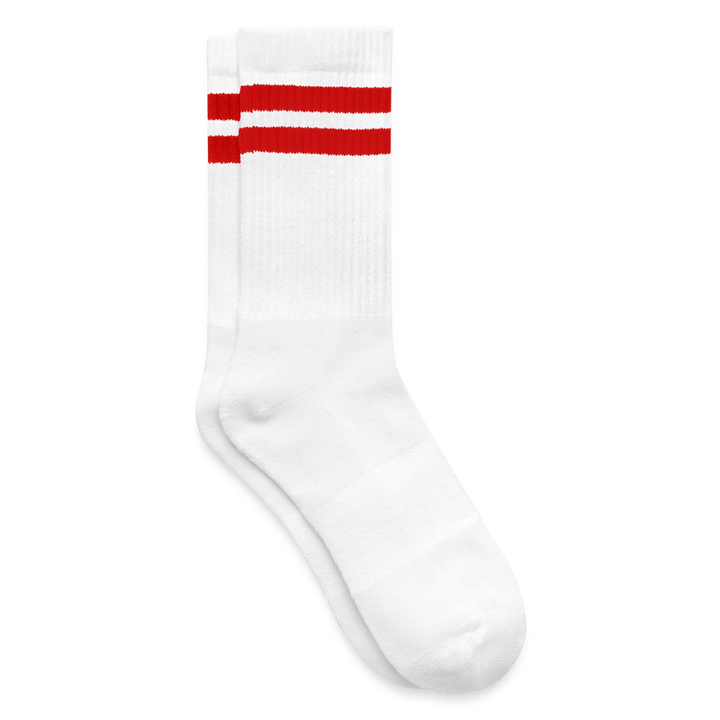 Gestreifte Tennissocken - Weiß/Rot