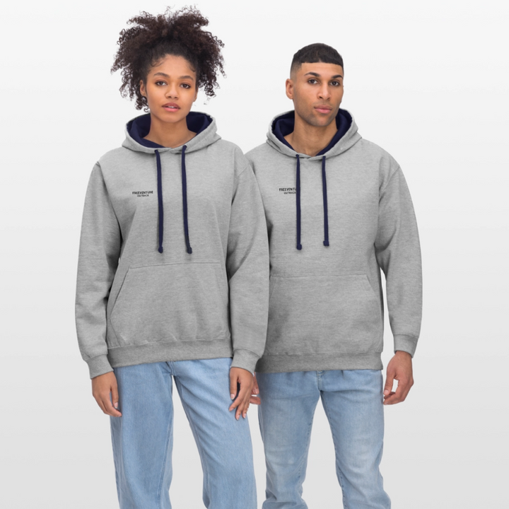 Kontrast-Hoodie – Zwei Farben, ein Look! - Grau meliert/Navy
