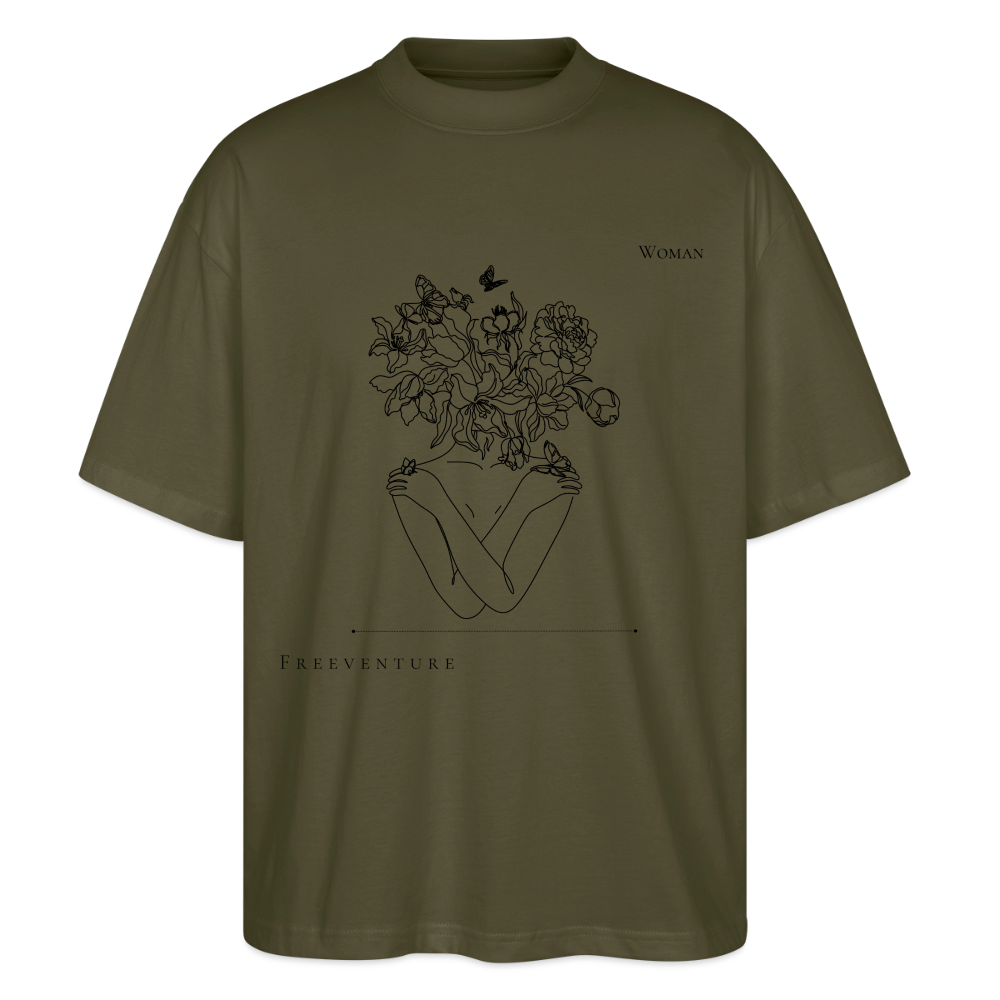 "Woman" Oversized Unisex Bio T-Shirt Blaster 2.0 - Khaki
