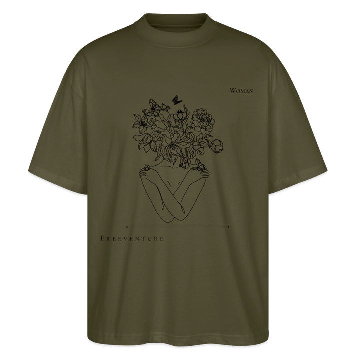 "Woman" Oversized Unisex Bio T-Shirt Blaster 2.0 - Khaki