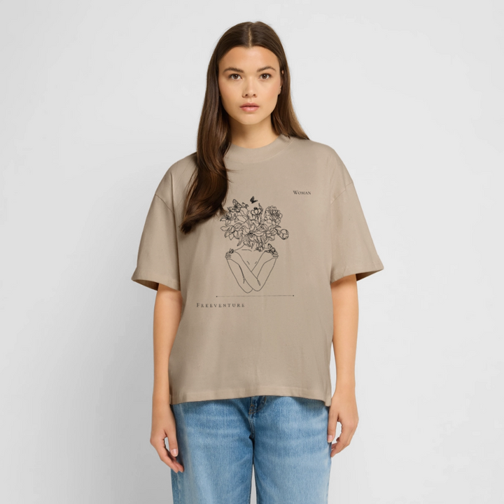 "Woman" Oversized Unisex Bio T-Shirt Blaster 2.0 - Steingrau