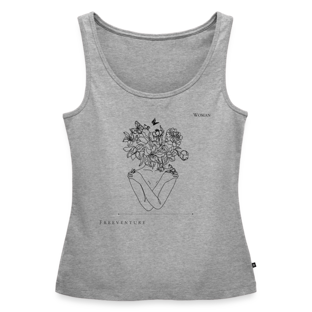 "Woman" Frauen Premium Tank Top - Grau meliert