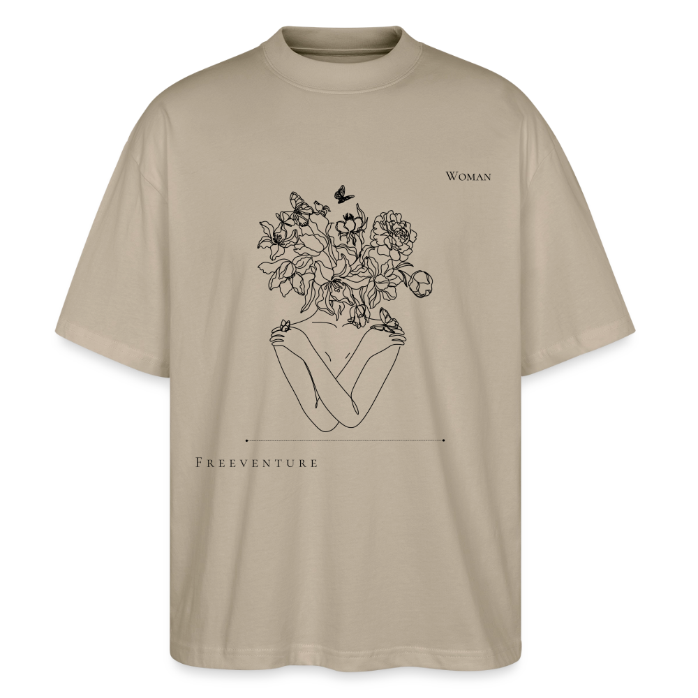"Woman" Oversized Unisex Bio T-Shirt Blaster 2.0 - Steingrau