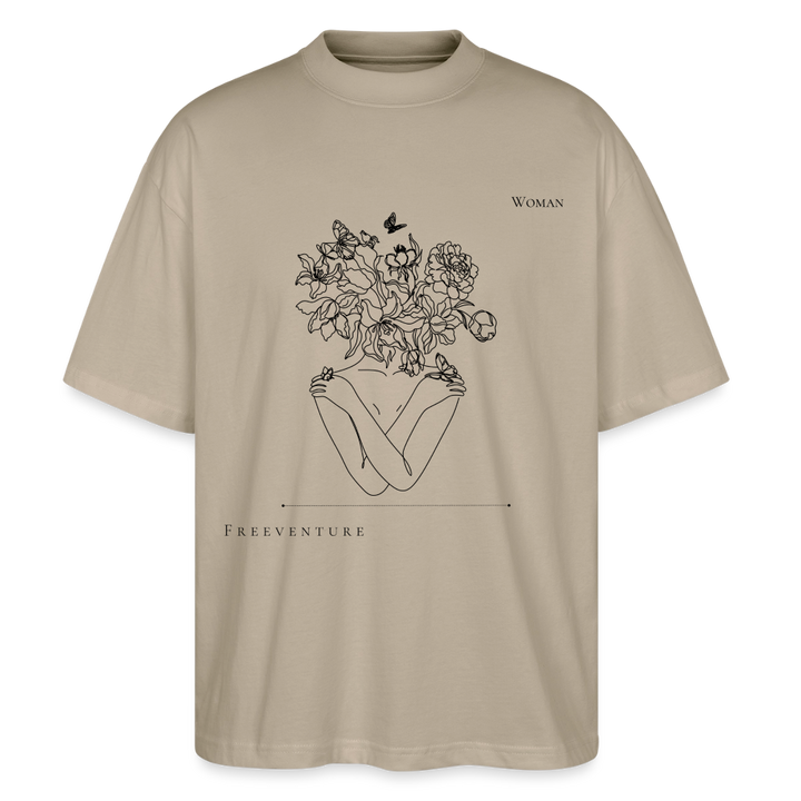 "Woman" Oversized Unisex Bio T-Shirt Blaster 2.0 - Steingrau